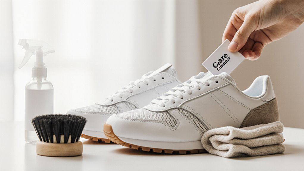 Etikett mit Sneakermaterial prüfen
