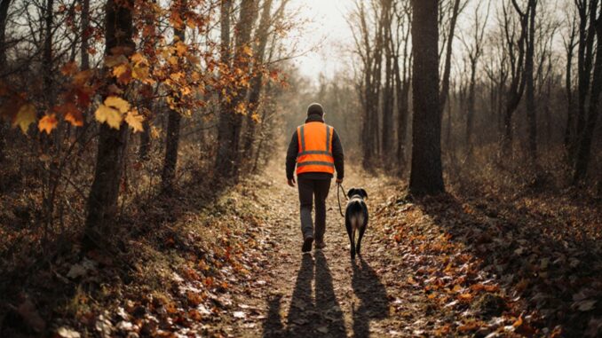 Herbstwanderung, Jagdsaison, Abenddämmerung